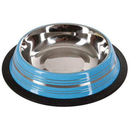 Antiskid Designer Coloured Dog Bowl with Two Colour Strips (15.5 cm)