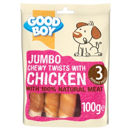 Armitage Good Boy Jumbo Chicken Chewy Twists Dog Treat (100g)