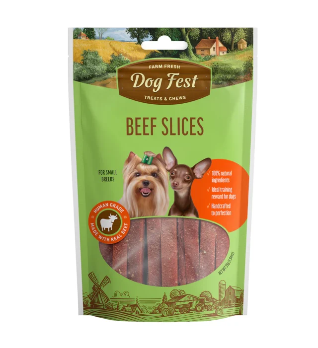 Dog Fest Beef Slices for Mini Dogs,Dog Treats - 55g -1.94oz