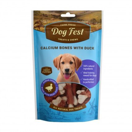 Dog Fest Calcium Bones With Duck For Puppies - 90G (3.17Oz)