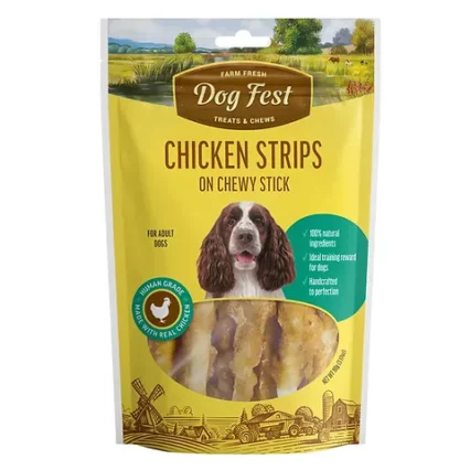 Dog Fest Chicken Strips On A Chewy Stick Treats For Adult Dogs, 90 Gm