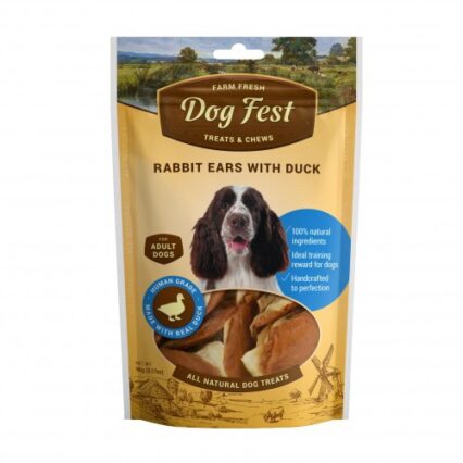 Dog Fest Rabbit Ears With Duck for Adult Dogs,Dog Treats - 90g