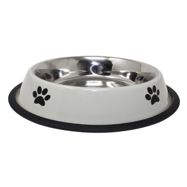 Antiskid Coloured Cat Bowl with Printing in Black/White (12 cm)