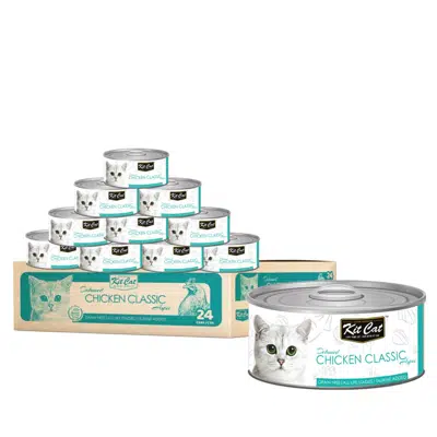 Kit Cat Classic Chicken Wet Cat Canned Food Grain Free Toppers 80 grams, (Pack of 24 pcs)