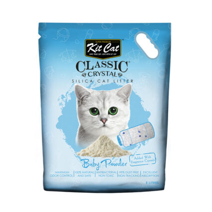 Kit Cat Crystal Silica Cat Litter Baby Powder 5L, Blue, Kitcat