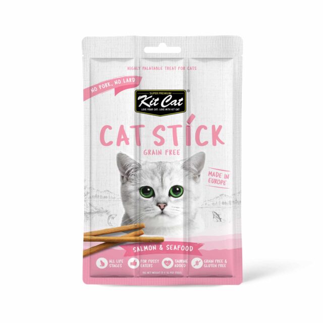 Kit Cat Grain Free Cat Stick Salmon & Seafood, Cat Treats 15g