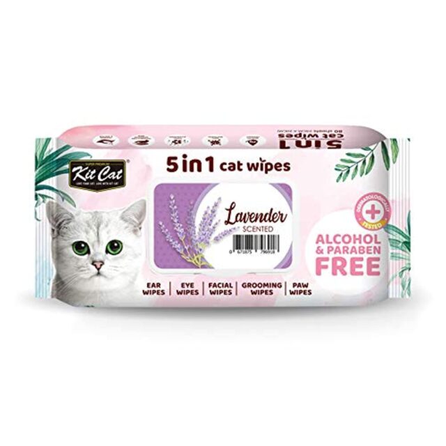 Kit Cat Kitcat 5 In 1 Cat Wipes Lavender, Light Pink