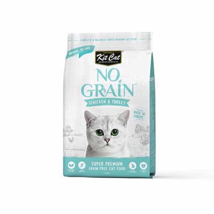 Kit Cat No Grain Chicken & Turkey Super Premium Dry Food 1Kg, Light Blue/White