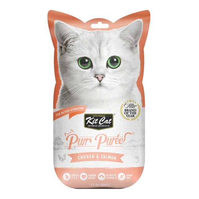 Kit Cat Purr Puree Chicken & Salmon Wet Cat Treat Tubes 4X15G