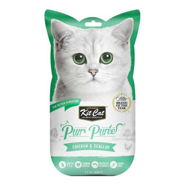 Kit Cat Purr Puree Chicken & Scallop Wet Cat Treat Tubes 4X15G