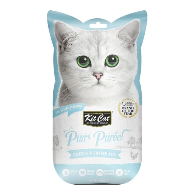 Kit Cat Purr Puree Chicken & Smoked Fish Wet Treat Tubes 4X15G