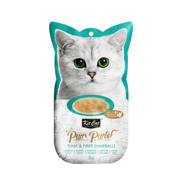 Kit Cat Purr Puree Tuna & Fiber"Hairball" Wet Treat Tubes 4X15G