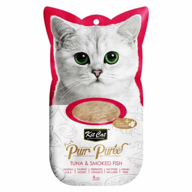 Kit Cat Purr Puree Tuna & Smoked Fish Wet Treat, 4X15G