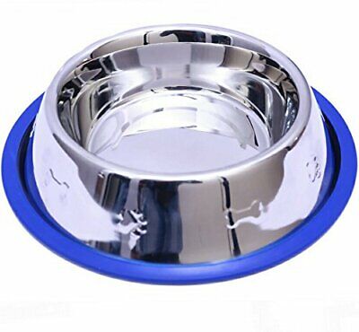 Premium Satin Polished Deep Bowl with Blue Coloured Silicon Rings(small)