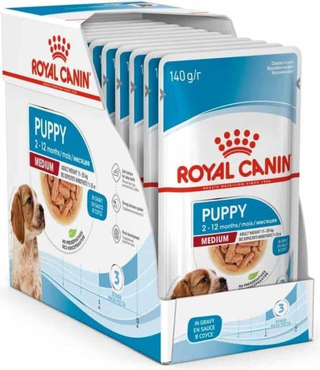 Royal Canin SHN Medium Puppy Wet Food Pouches Box of 10x140g