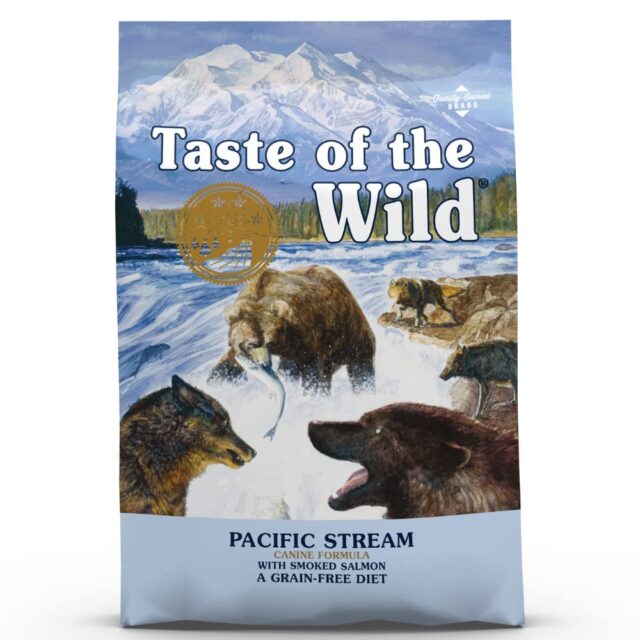 Taste of the Wild Pacific Stream Canine Recipe with Smoked Salmon is a premium, high-protein dry food crafted with real smoked salmon as the primary protein source. This grain-free formula provides essential amino acids that support muscle growth, energy, and overall health. Omega fatty acids promote healthy skin and a shiny coat, while antioxidants from fruits and vegetables like sweet potatoes and blueberries boost the immune system. Prebiotics support digestion, ensuring optimal nutrient absorption. Free from grains, corn, and soy, this recipe offers complete nutrition for your dog. The 2kg pack provides long-lasting, wholesome meals for your furry friend. Taste of the Wild Pacific Stream Canine Recipe with Smoked Salmon is a premium, high-protein dry food crafted with real smoked salmon as the primary protein source. This grain-free formula provides essential amino acids that support muscle growth, energy, and overall health. Omega fatty acids promote healthy skin and a shiny coat, while antioxidants from fruits and vegetables like sweet potatoes and blueberries boost the immune system. Prebiotics support digestion, ensuring optimal nutrient absorption. Free from grains, corn, and soy, this recipe offers complete nutrition for your dog. The 2kg pack provides long-lasting, wholesome meals for your furry friend. Taste-of-the-Wild-Grain-Free-Premium-High-Protein-Dry-Dog-Food-Pacific-Stream-Adult-Smoked-Salmon-2-KG